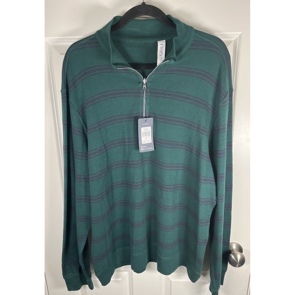 Chaps Other - Chaps Green Reversible Striped Mens Long Sleeve Shirt 1/4 Zip Size XL Ruby Style